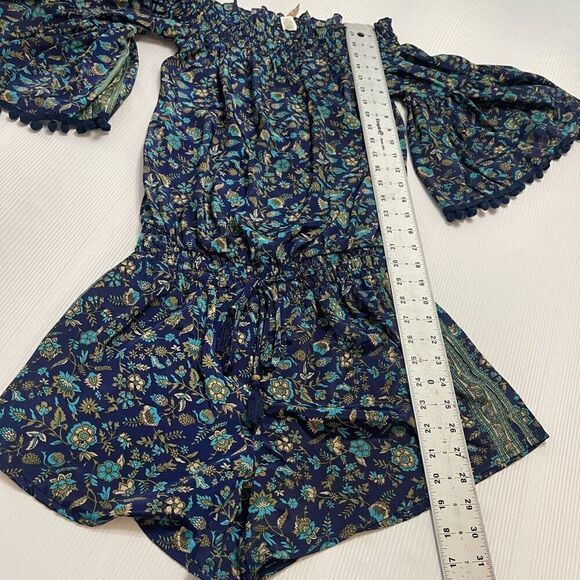 Anthropologie Raga Kassie Hippie Boho Chic Pom Pom Romper Jumpsuit Size XS - Picture 7 of 11